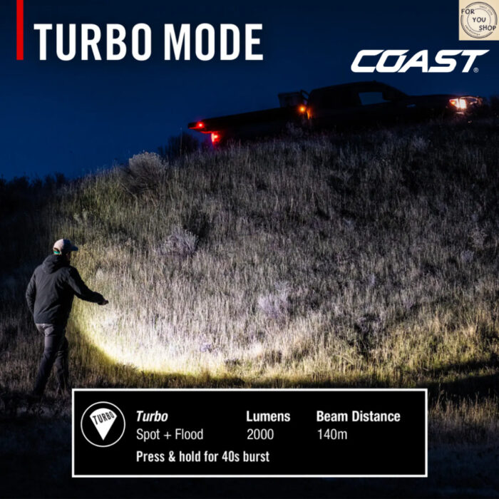 COAST Slayer Ultra ไฟฉายแรงสูง 2000 Lumens ชาร์จ USB-C ไฟฉาย EDC จอแบตเตอรี่ดิจิตอล POWERiQ แม่เหล็กในตัว