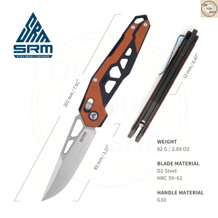 มีดพับ SRM Mecha 9225 ใบมีด D2 3.27นิ้ว ด้าม G10 ระบบ Crossbar Lock มีด EDC และ Outdoor
