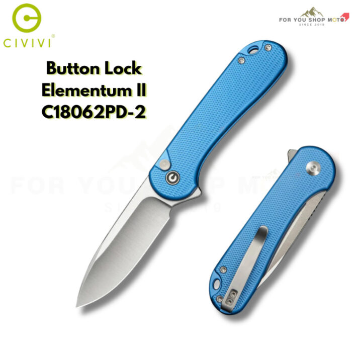 มีดพับ CIVIVI Button Lock Elementum II ใบมีด Nitro-V / Damascus 2.96นิ้ว ด้าม G10/Ultem/CarbonFiber/Aluminum (C18062P)