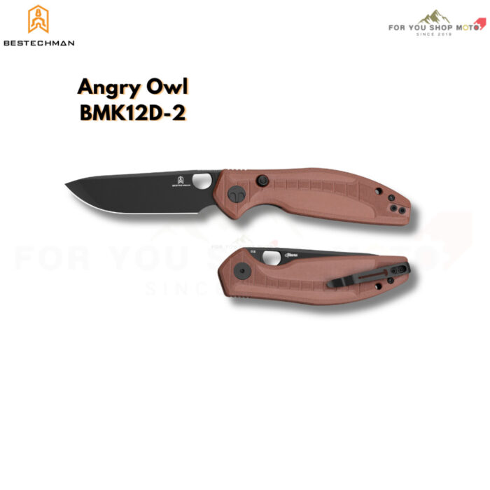 BESTECHMAN Angry Owl (BMK12 Series) - มีดพับ EDC ใบมีด 3.25" เหล็ก D2 ระบบ Button Liner Lock ด้าม G10 ดีไซน์ดุดัน