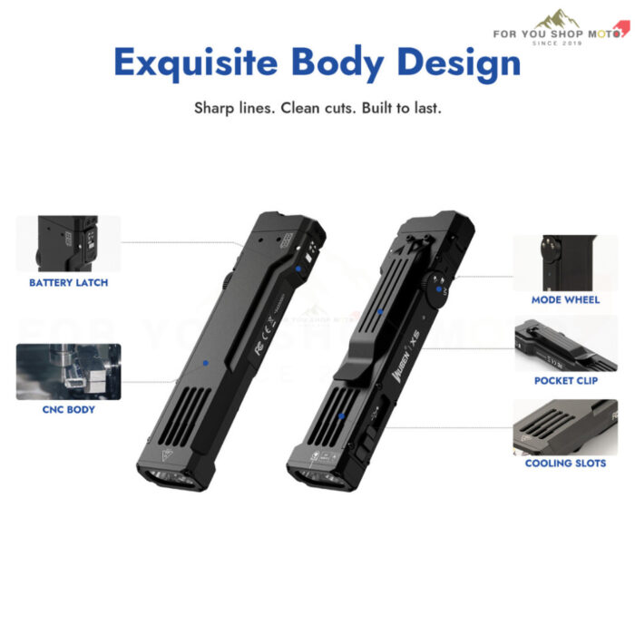ไฟฉาย WUBEN X5 3-in-1 1300 Lumens แสงขาว + UV 365nm + เลเซอร์เขียว บอดี้แบนทรง EDC แบตชาร์จได้/รองรับ AAA กันน้ำ IP65