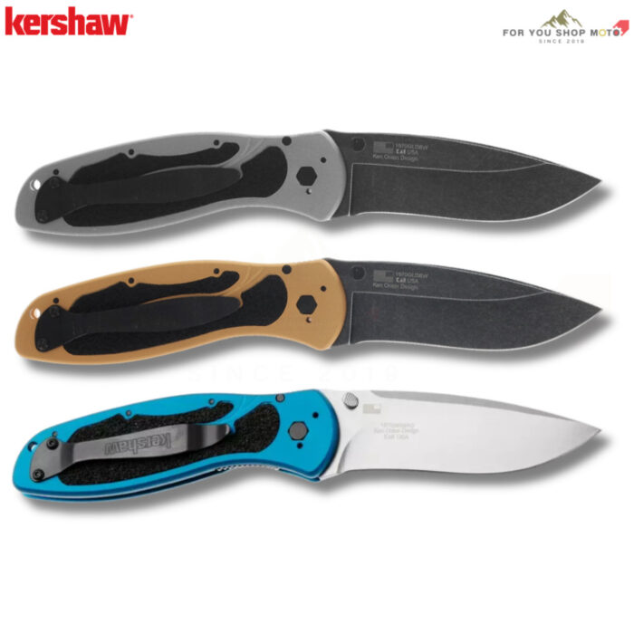 มีดพับ Kershaw Blur USA Made ใบมีด 14C28N / MagnaCut 3.4นิ้ว ด้าม Aluminum สี BlackWash / Gold / Navy Blue SpeedSafe EDC