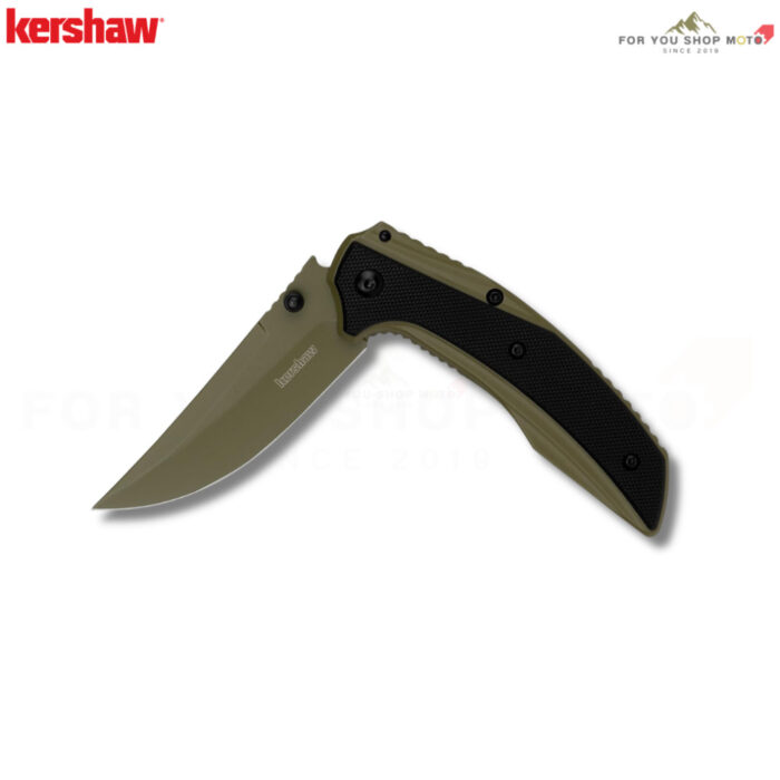Kershaw 7007 Outright SpeedSafe Assisted มีดพับ EDC ใบมีด 8Cr13MoV Trailing Point 3 นิ้ว ด้ามสแตนเลสสี Olive พร้อมแผ่น G
