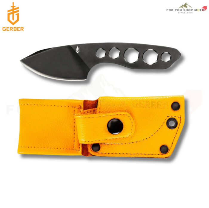th-11134207-81ztn-msb7qffvda8a8d-2.jpg Gerber Dibs Fixed Blade มีดใบตาย EDC ขนาดพกพา เหล็ก 440A Black Clip Point ด้าม Skeletonized พร้อมซองหนังสีเหลือง ของแท้