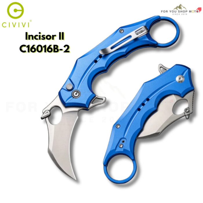 มีดพับ CIVIVI Incisor II Karambit ใบมีด Nitro-V / Damascus 2.02 นิ้ว ด้าม Aluminum ระบบ Button Lock EDC