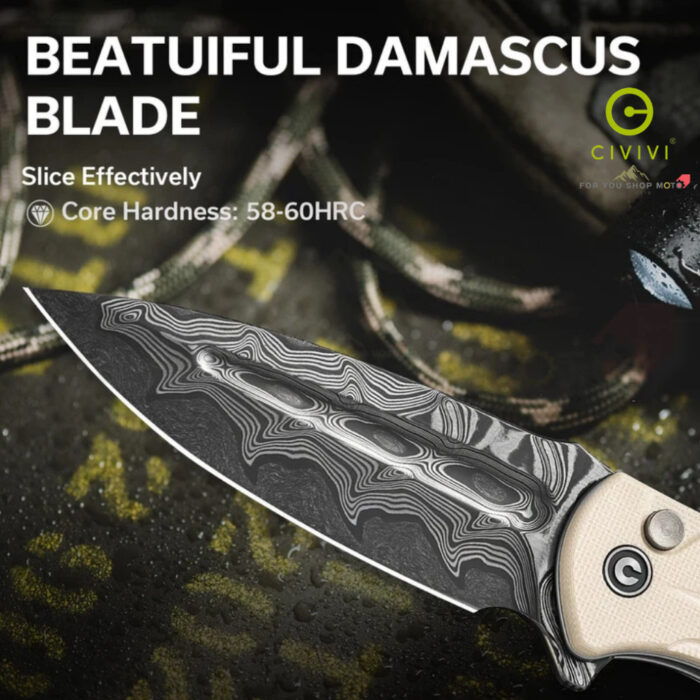 มีดพับ CIVIVI Incindie EDC ใบมีด 14C28N / Damascus 3.48 นิ้ว ด้าม G10 ระบบ Flipper & Button Lock รุ่น C23053