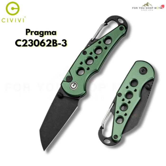 มีดพับ CIVIVI Pragma EDC ใบมีด Nitro-V 2.2 นิ้ว Wharncliffe ด้าม Aluminum พร้อม Carabiner & Bottle Opener Button Lock