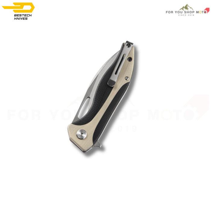 [BESTECH KOMODO] (BG26B) มีดพับพกพาเกรดพรีเมียม ใบมีด 3.35 นิ้ว เหล็ก D2 ด้ามจับ G10 (สีดำ-เบจ)
