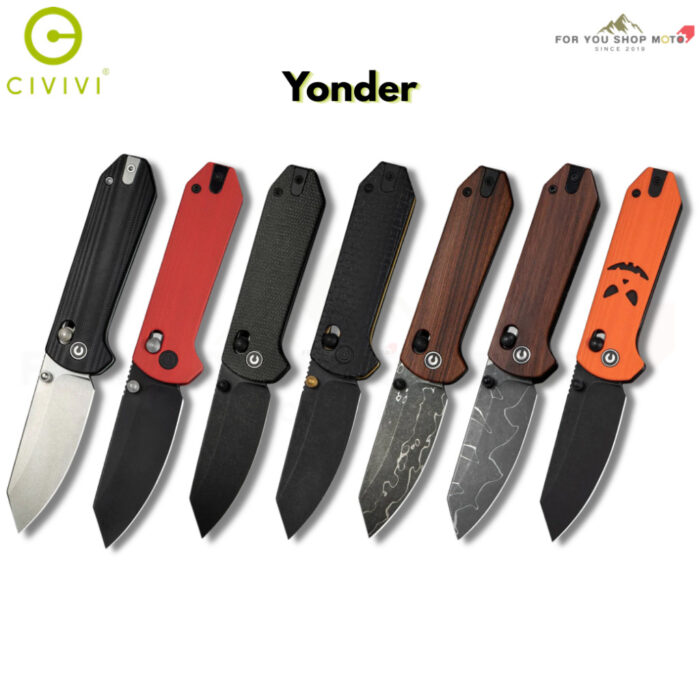 มีดพับ CIVIVI Yonder ใบมีด 14C28N / Damascus 2.88นิ้ว ด้าม G10 / Micarta / Wood Guibourtia ระบบ Crossbar Lock EDC C23073
