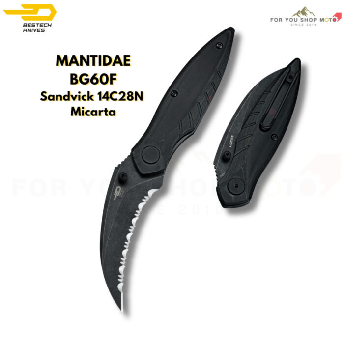 (มีส่งด่วน)BESTECH MANTIDAE (BG60 Series) - มีดพับ EDC ใบมีด 2.94" เหล็ก 14C28N ด้าม G10/Micarta ระบบ Liner Lock ลื่นไหล