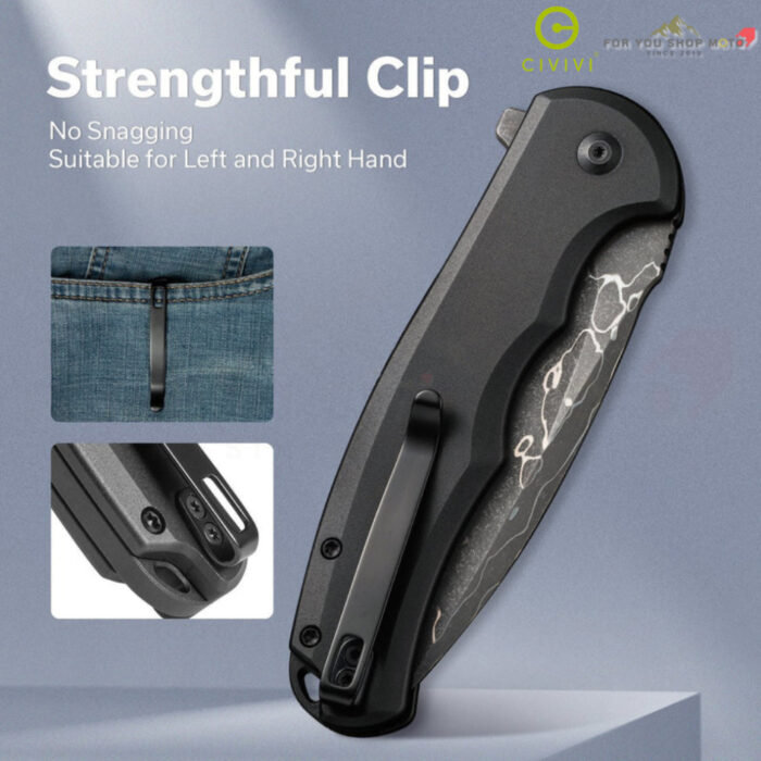 มีดพับ CIVIVI Button Lock Praxis ใบมีด Nitro-V / Damascus 3.75 นิ้ว ด้ามอะลูมิเนียม Aluminum ระบบ Button Lock มีด EDC