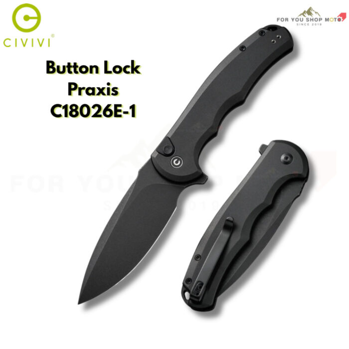 มีดพับ CIVIVI Button Lock Praxis ใบมีด Nitro-V / Damascus 3.75 นิ้ว ด้ามอะลูมิเนียม Aluminum ระบบ Button Lock มีด EDC