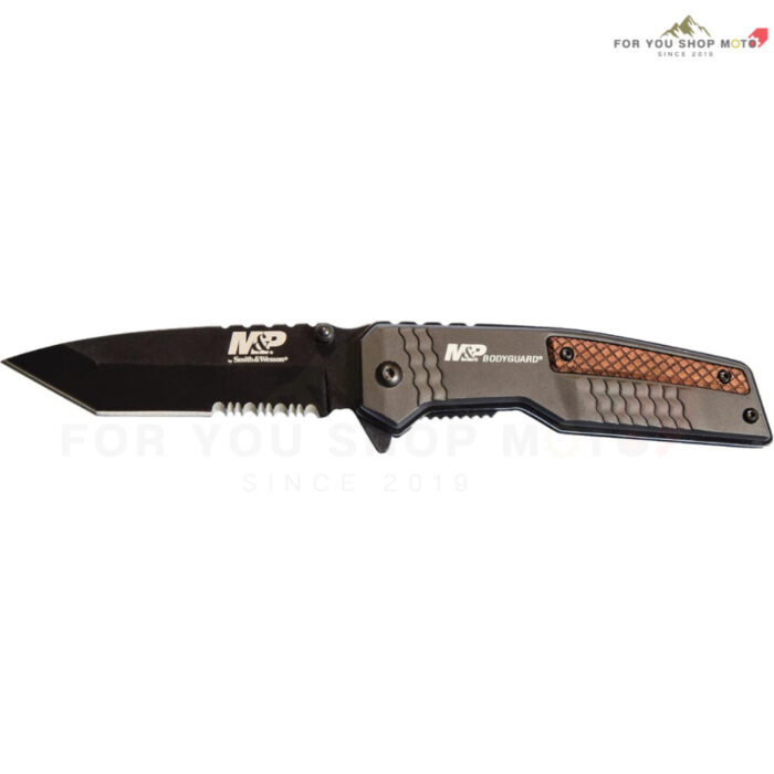 มีดพับ Smith & Wesson M&P Bodyguard ใบมีด Tanto 3.5 นิ้ว (กึ่งหยัก) ด้ามอลูมิเนียมลายไม้ สำหรับ EDC / Tactical 1085901