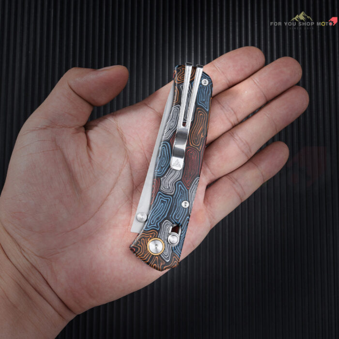 มีดพับ SRM Knives 255L-GQ2 ใบมีด Laminated 140Cr 3.2นิ้ว ด้ามจับ G10 ระบบ Ambi-Lock ลายหลากสี พกพาสะดวก (EDC)