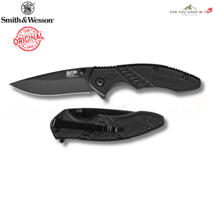 มีดพับ Smith & Wesson M&P Bodyguard MPBG30 Flipper 2.75นิ้ว ใบมีดดำ 8Cr13MoV ด้าม GFN สีดำ Liner Lock 1085890 ของแท้