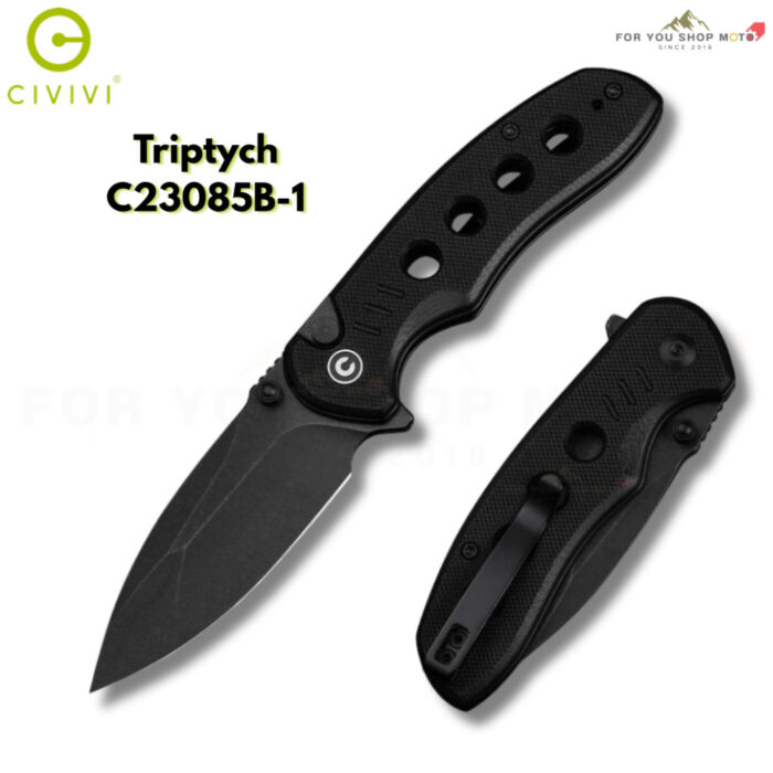 มีดพับ CIVIVI Triptych EDC ใบมีด 14C28N / Damascus 2.97 นิ้ว ด้าม G10 / Wood / Micarta ระบบ Button Lock Thumb Stud Flip