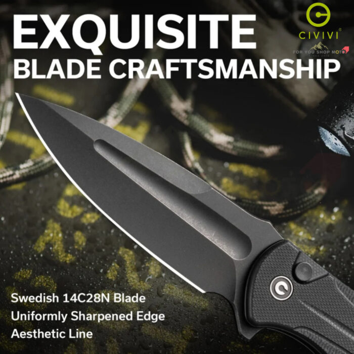 มีดพับ CIVIVI Incindie EDC ใบมีด 14C28N / Damascus 3.48 นิ้ว ด้าม G10 ระบบ Flipper & Button Lock รุ่น C23053