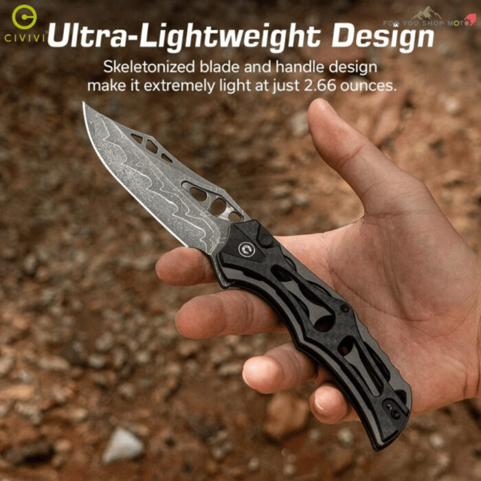 มีดพับ CIVIVI Biophase EDC ใบมีด Damascus 3.48 นิ้ว ด้าม Aluminum ระบบ Button Lock Flipper รุ่น C23083-DS1