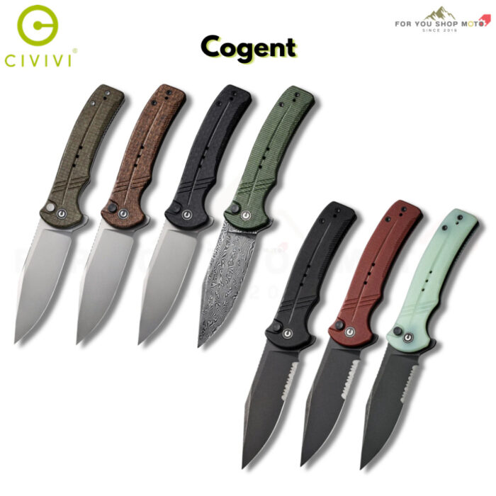 มีดพับ CIVIVI Cogent ใบ 14C28N / Damascus 3.47 นิ้ว ด้าม Micarta / G10 ระบบ Button Lock Flipper แท้ 100% EDC C20038