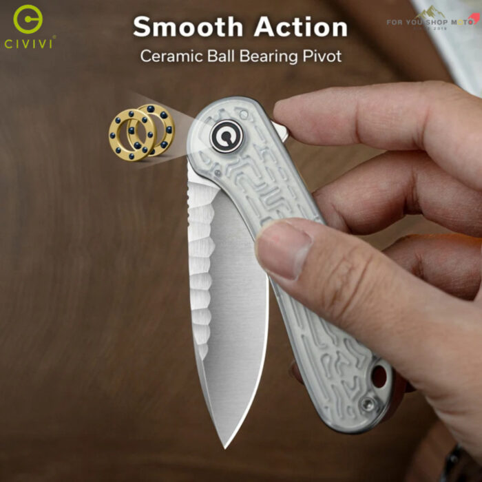 [New] มีดพับ CIVIVI Elementum ใบมีด Nitro-V 2.96 นิ้ว ด้ามใส Lexan / เหลือง Ultem ระบบ Liner Lock Flipper EDC C18062AM