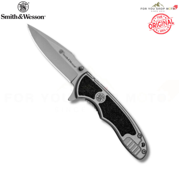 มีดพับ Smith & Wesson 1084306 ใบมีด Stainless Steel 2.625 นิ้ว ด้าม Stainless Steel Flipper & Thumb Stud ของแท้ 100% EDC