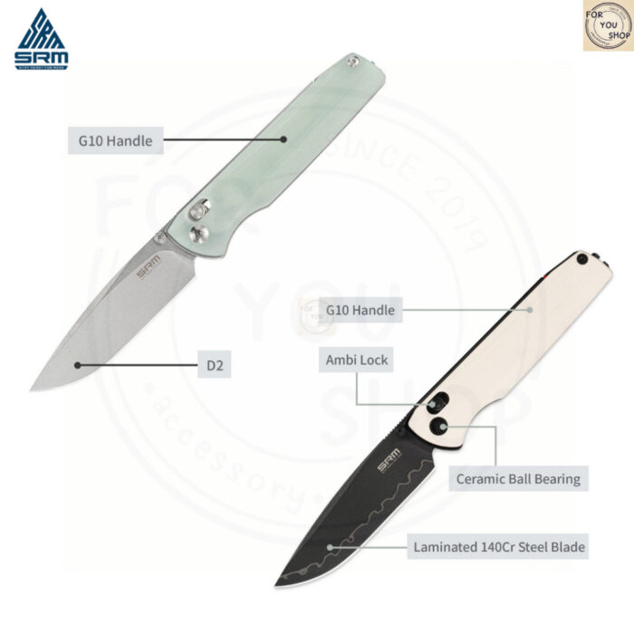 มีดพับ SRM Terrier 258L ใบมีด D2 / 140Cr Laminated 3.65 นิ้ว ด้าม G10 / Micarta ระบบ Crossbar Lock