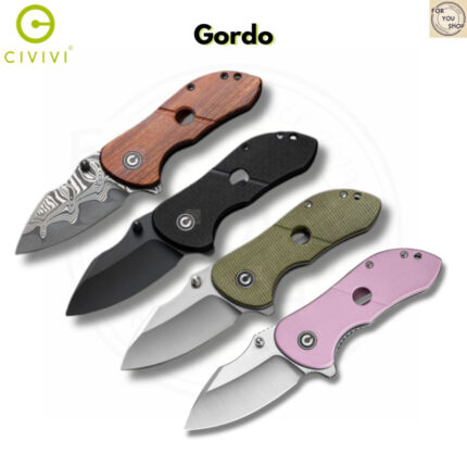 มีดพับ CIVIVI Gordo ใบมีด D2 / Damascus 2.51นิ้ว ด้าม G10 / Micarta / Wood Liner Lock Flipper & Thumb Stud Knife EDC