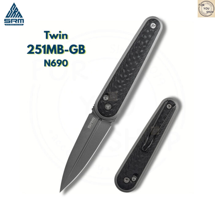 มีดพับ SRM Twin 251MB ใบมีด N690 2.99นิ้ว ด้าม G10 / Micarta ระบบ Crossbar Lock ลูกปืนเซรามิก EDC