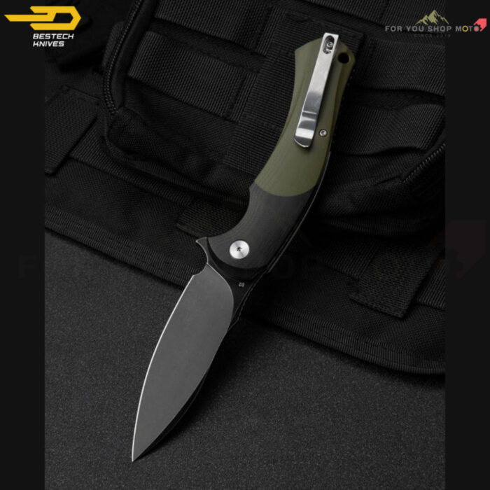 [BESTECH PENGUIN] (BG32E) มีดพับพกพาเกรดพรีเมียม ใบมีด 3.35 นิ้ว เหล็ก D2 ด้ามจับ G10 (ดำ-เขียว)