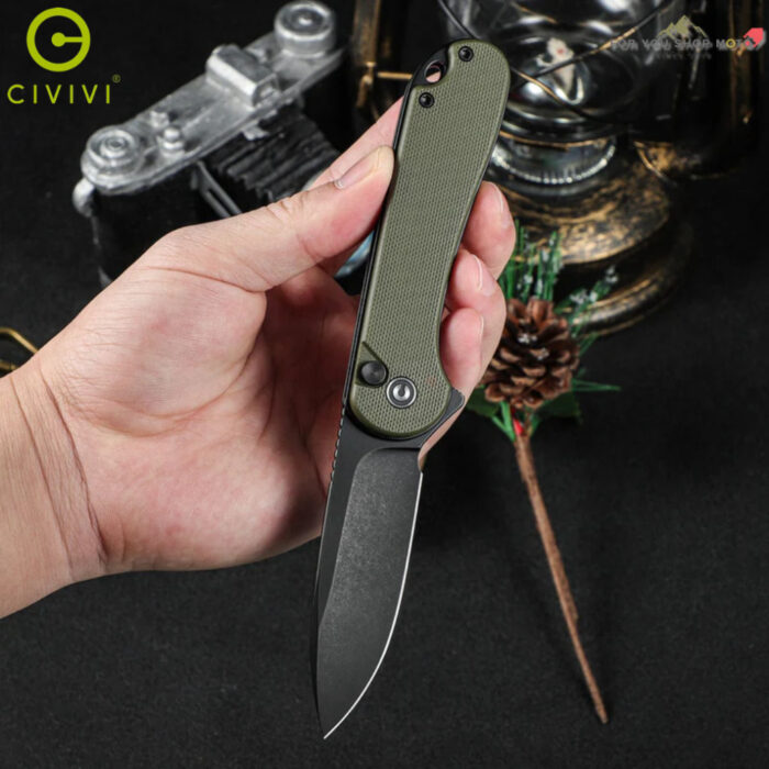 มีดพับ CIVIVI Button Lock Elementum II ใบมีด Nitro-V / Damascus 2.96นิ้ว ด้าม G10/Ultem/CarbonFiber/Aluminum (C18062P)