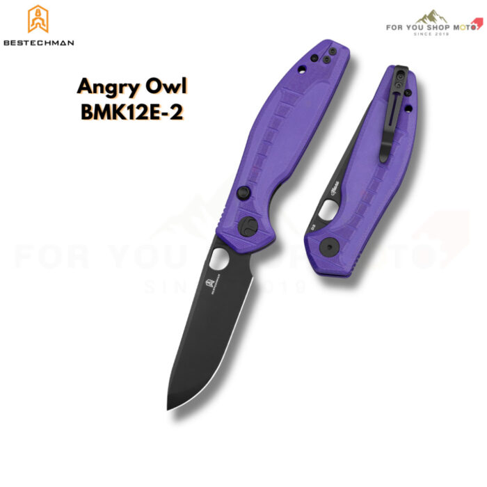 BESTECHMAN Angry Owl (BMK12 Series) - มีดพับ EDC ใบมีด 3.25" เหล็ก D2 ระบบ Button Liner Lock ด้าม G10 ดีไซน์ดุดัน