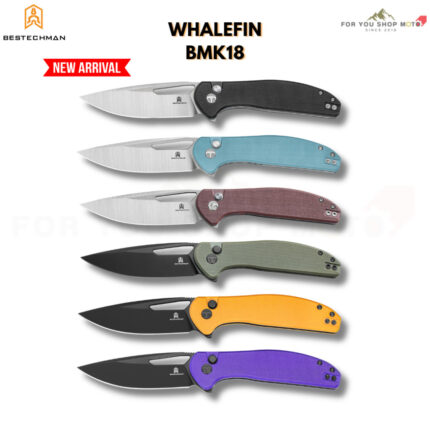 มีดพับ Bestechman Whalefin (BMK18) ใบมีด D2 ขนาด 3.4 นิ้ว ด้าม G10 ระบบ Button Lock (ของแท้)
