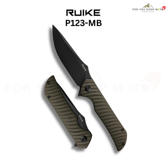 มีดพับ RUIKE P123 ใบมีด Sandvik 14C28N 3.62 นิ้ว Drop Point ด้าม Micarta ระบบ Liner Lock EDC P123-MB / P123-ME / P123-MG