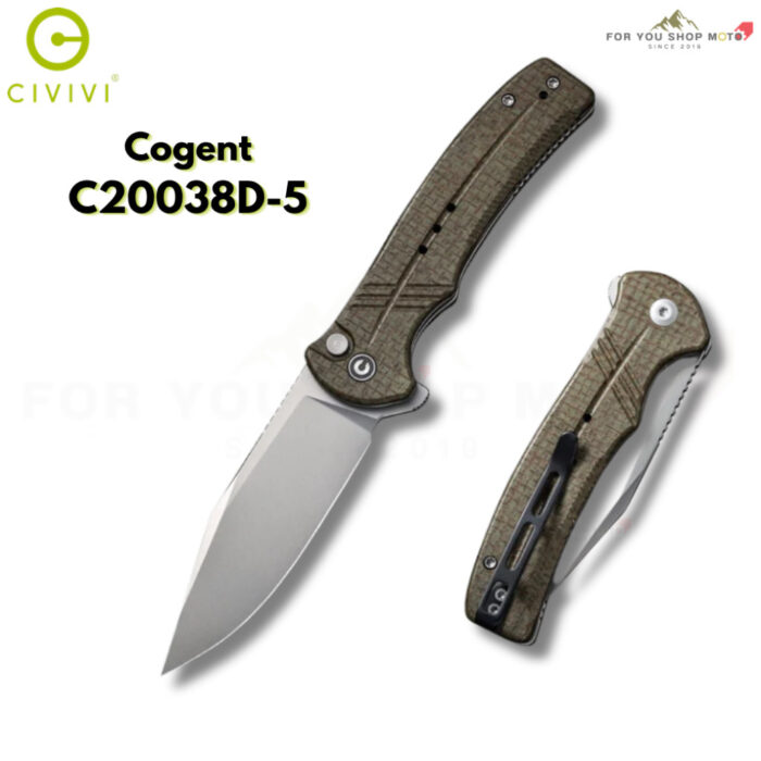 มีดพับ CIVIVI Cogent ใบ 14C28N / Damascus 3.47 นิ้ว ด้าม Micarta / G10 ระบบ Button Lock Flipper แท้ 100% EDC C20038
