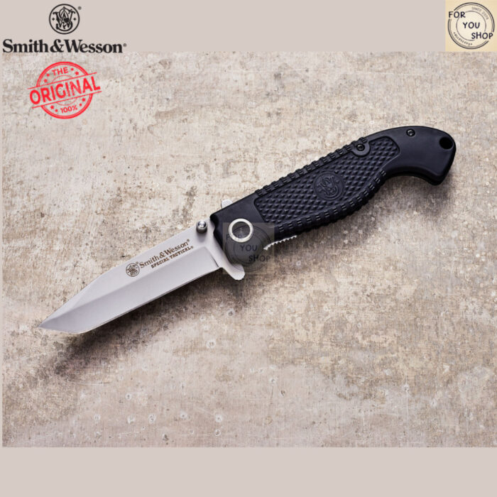 มีดพับ Smith&Wesson CKTAC ใบมีด Tanto 3.5" คมเรียบ ด้าม ABS Liner Lock สีดำ