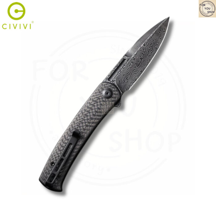 มีดพับ CIVIVI Caetus C21025C-DS1 ใบมีด Damascus 3.48นิ้ว ด้าม Carbon Fiber ระบบ Liner Lock Flipper Knife (Discontinued)