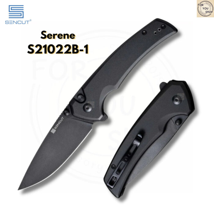 มีดพับ SENCUT Serene ใบมีด D2 3.48 นิ้ว ด้ามอลูมิเนียม Flipper & Button Lock & Thumb Stud EDC รุ่น S21022B