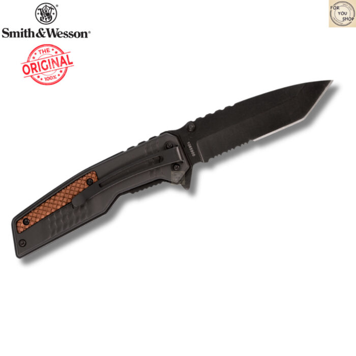 มีดพับ Smith&Wesson M&P Bodyguard ใบมีด 8Cr13MoV 3.625นิ้ว Tanto สีดำ ด้าม Aluminum ลายไม้ Liner Lock รุ่น 1085900
