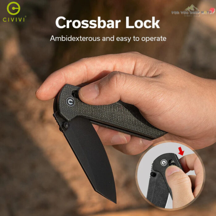 มีดพับ CIVIVI Yonder ใบมีด 14C28N / Damascus 2.88นิ้ว ด้าม G10 / Micarta / Wood Guibourtia ระบบ Crossbar Lock EDC C23073