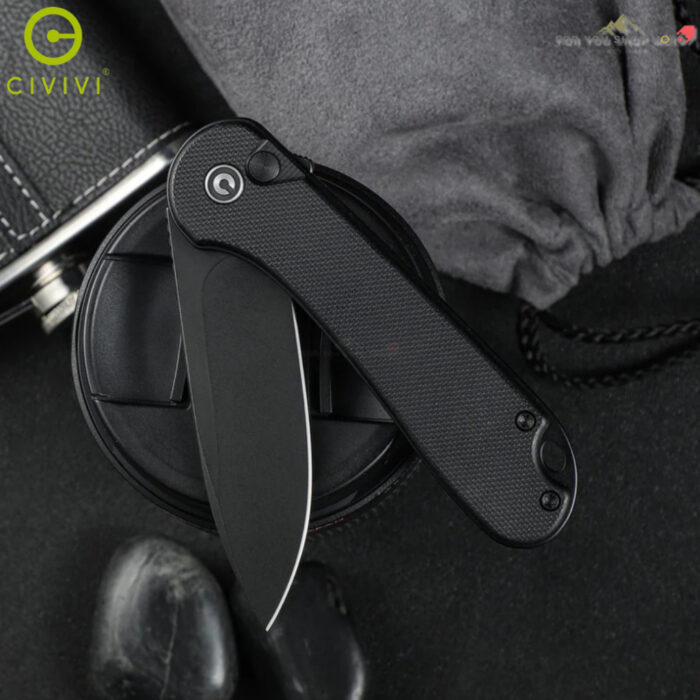 มีดพับ CIVIVI Button Lock Elementum II ใบมีด Nitro-V / Damascus 2.96นิ้ว ด้าม G10/Ultem/CarbonFiber/Aluminum (C18062P)