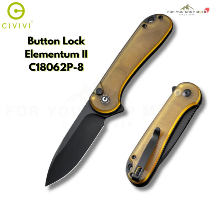 มีดพับ CIVIVI Button Lock Elementum II ใบมีด Nitro-V / Damascus 2.96นิ้ว ด้าม G10/Ultem/CarbonFiber/Aluminum (C18062P)
