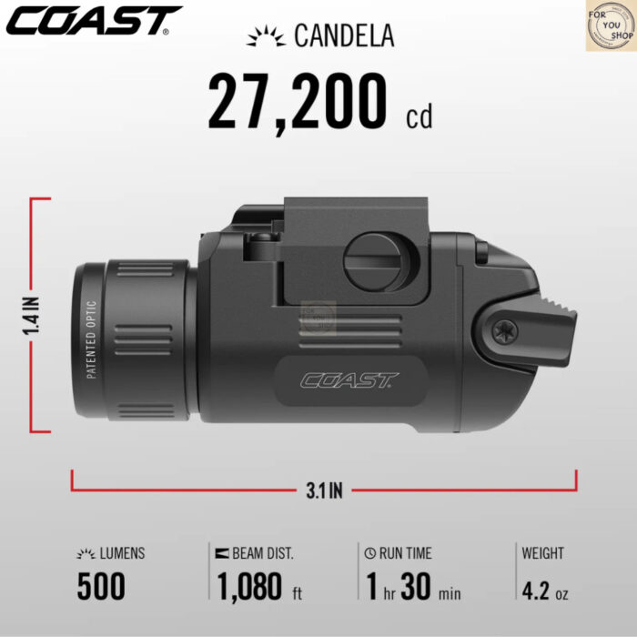th-11134207-81ztq-mrmqs3apyo79ea.jpg COAST PTX30R ไฟฉายติดราง 500 Lumens 27,300 Candela Tru-Fit ชาร์จ USB-C กันน้ำ IP54 Ultra-Range Spot Beam