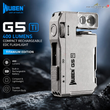 WUBEN G5 Titanium Edition ไฟฉาย EDC พกพา 400 Lumens วัสดุไทเทเนียม หัวหมุน 180° ชาร์จ Type-C (แสงขาว/RGB/Beacon)