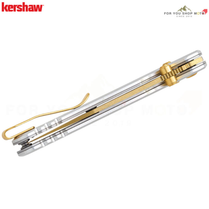 Kershaw 6105RAWGLD Bel Air มีดพับ CPM-MagnaCut ใบทอง Reverse Tanto 3.10นิ้ว ด้าม Raw Aluminum (Made in USA)