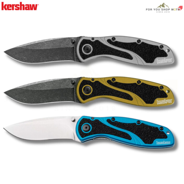 มีดพับ Kershaw Blur USA Made ใบมีด 14C28N / MagnaCut 3.4นิ้ว ด้าม Aluminum สี BlackWash / Gold / Navy Blue SpeedSafe EDC