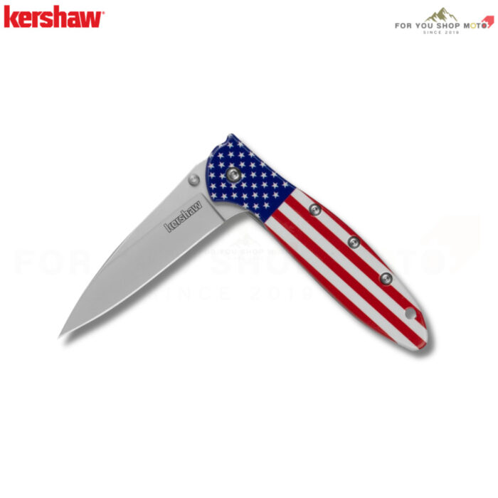 มีดพับ Kershaw Blur USA Flag (รุ่น 1670USA) ด้ามลายธงชาติสหรัฐฯ ใบ Stonewash เหล็ก 14C28N แท้ Made in USA