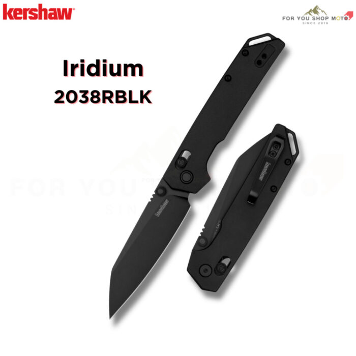 Kershaw 2038RBLK Iridium DuraLock KVT มีดพับ EDC ใบมีด D2 Black Oxide Reverse Tanto 3.4 นิ้ว ด้ามอลูมิเนียมดำ ของแท้