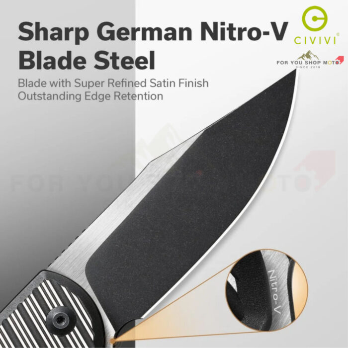 มีดพับ CIVIVI Stormhowl EDC ใบมีด Nitro-V 3.3 นิ้ว ด้าม Aluminum ระบบ Flipper & Button Lock รุ่น C23040B-1